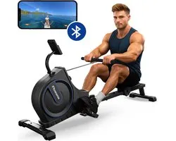 Flowsense Roeimachine - Inklapbaar Roeiapparaat- Geluidsstil - Magnetische Roeitrainer - Roeitrainers - 16 Weerstandniveaus - LCD Monitor