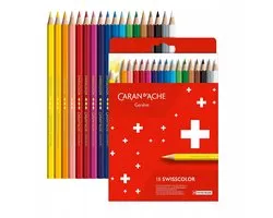 Crayons de couleur CARAN D'ACHE SWISSCOLOR, étui de 18 pièces