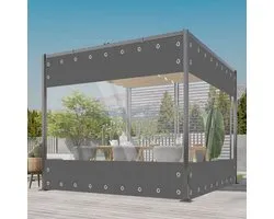 Transparant PVC zeildoek - Waterdicht - Dekzeil - Veranda - Overkapping - Wind - Grijs - 300x300cm