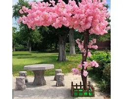 Artificial Cherry Blossom Trees,Simulation Pink Cherry Tree,For Home Wedding Party Garden Office Decoration,Artificial Large Plant,Fake Vines Flowers Wedding,Extended-1.5x1m/