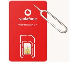 Vodafone Prepaid simkaart met 5,- beltegoed en handig pinnetje