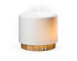 Lanaform - Moya - Aroma Diffuser 280 Ml - Ultrasone Geurverspreider Stil Met Automatische Uitschakeling - Etherische Oliën Diffuser - Bamboe Keramiek - Ademhalingsmodus - LED – Timer 1/8/12u - 14u Autonomie