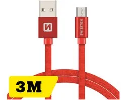 Swissten Micro Câble USB vers USB - 3M - Rouge