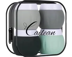 Cailean navulbare reispotjes - 4 stuks - siliconen - met etui - 40 ml