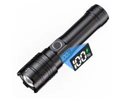 Oplaadbare Zaklamp - 50.000 Lumen - USB-C - 5 Modi-Super Bright USB C LED Flashlight Long-for Camping-Zwart