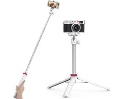 Ulanzi MT-44 selfiestick statief - 146cm uitschuifbaar - 360° draaibaar en kantelbare statiefkop - Voor smartphone en camera - Wit