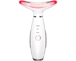 Massage - Masseur de beauté 3 en 1 pour le visage et le cou - Basé sur des technologies LED, thermiques et vibratoires à triple action - pour le soin, l'amélioration, le raffermissement, la tonification et le lissage de la peau