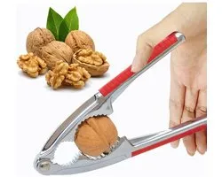 Casse-noix avec poignée en silicone antidérapante - Pince casse-noix manuelle - Casse-noix - Convient pour éplucher tous types de noix, comme les noix, les amandes, les noisettes, les pinces de crustacés, les crabes et les homards - Rouge