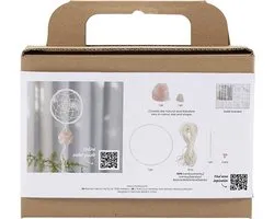 CC Mini Craft Kit Macram?, Dreamcatcher with rose quartz crystal, light rose, white, 1 pack
