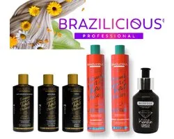 Kit de traitement à la kératine Brazilicious Honey Therapy 3x100 ml + shampooing à la Mango Australian 250 ml et après-shampooing 250 ml + huile de kératine Morfos