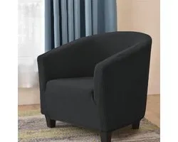 Tub Chair Cover - Solid Color Jacquard - Stretch Dustproof - Washable Universal Armchair Couch Protector - Furniture Protector voor Club - Living Room - Office - Reception (Black)