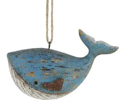 Clayre & Eef Decoratie Hanger Walvis Blauw Hout