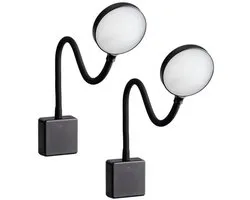 SEBSON® 2x LED Socket Lamp Dimmable Black, Wall Lamp with Plug 4W, Goose Neck Flexible Neutral White 4000K - Reading Light, Night Light
