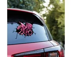 Set van 2 Kleurrijke 3D Draak Stickers - Realistische Neon Muur- en Auto Decals