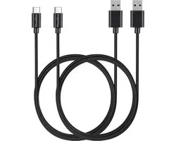 2x USB C naar USB A Kabel Zwart - 1 meter - Oplaadkabel voor Honor Magic 7 Pro / Magic 7 Lite / Magic 7 / Magic 6 Pro / Magic 6 Lite / Magic 6