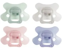 Difrax Sucette 20+ Mois Natural - Cotton à Candy - Jaune/Rose/Vert/ Blauw - 4 pièces