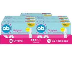 o.b. Original Dynamic Fit Normal - 2-in-1 bescherming - tampons - tampon gemiddelde tot zwaardere menstruatiedagen - 7x32 tampons