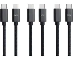3 stuks OneOne 1,0m oplaadkabel. Sterke USB C naar C kabel. Stevig laadkabel snoer past op Universeel Bang & Olufsen, Blackview, Beats, Boox (ONYX), Canon, DJI, Fuji FujiFilm, Gigaset, GoPro, Corsair, JBL, Apple iPhonne en iPad, Google Pixel, Bose