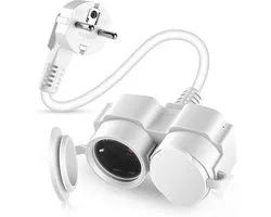 Schuko Verlengkabel met Dubbel Stopcontact en Stofafdekking