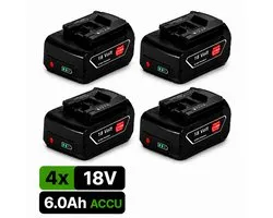 EXPER Accu geschikt voor Bosch Professional 18V System GBA 18V 6.0Ah – 4 Stuks Li-Ion Accu