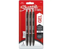 Sharpie S-Gel | Gelpennen | Medium punt (0,7 mm) | Zwarte inkt | 3 stuks
