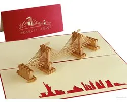 Pop cartes Pop Up Cards - New York Brooklyn Bridge Big Apple Architecture bâtiment Vaderdag anniversaire carte pop-up de félicitations
