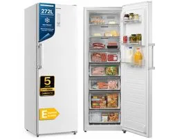 Heinner HFF-M272NFCE++ Vrieskast – 272 L – No Frost – Convertible Koel-/Vriesfunctie – LED Display – Super Cooling & Freezing – Wit – 5 Jaar Garantie