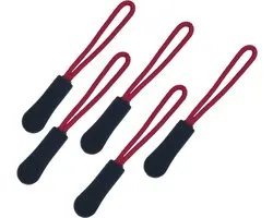 5 x Ritstrekker - Rood-Zwart - Ritstouwtje - Ritshulp - Zipper Puller - Ritssluiting vervangen - Rits reparatie
