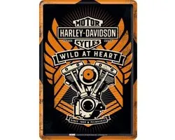 Harley Davidson Wild at Heart Metalen Postcard 10x14 cm