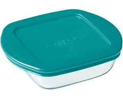Pyrex Cook & Store Schaal Vierkant - Inclusief Deksel - Borosilicaatglas - 350 ml - Transparant