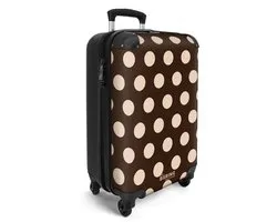 NoBoringSuitcases.com® - Handbagage koffer lichtgewicht - Reiskoffer trolley - Bruin met beige stippen - Rolkoffer met wieltjes - Travel suitcase cabin - Reistrolley met TSA slot - Past binnen 55x40x20 en 55x35x25 - Kleine valiezen