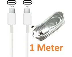 USB C naar USB C kabel 1 Meter Geschikt voor: Oppo / OnePlus / Motorola / Samsung / Huawei / Sony / Nintendo Switch / Playstation 5 Controller PS5 / GoPro - Wit