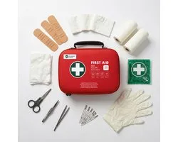 EHBO Kit 230-delig – Complete First Aid Kit – Verbanddoos voor Thuis, Auto, Reizen & Sport – Compacte Opbergcase – Rood