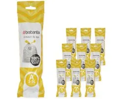 Brabantia PerfectFit sac poubelle avec fermeture code A, 3 litres, 10 rouleaux x 20 pcs - White