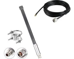DrPhone HHM2 LoRa - Antenne Miner Hotspot Fibre Optique Hélium 5dBi - Câble KMR200 de 3 mètres - Plein air - Argent