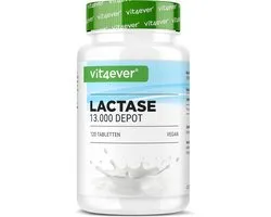 Lactase 13.000 FCC - 120 tabletten met direct effect - Hooggedoseerd met 13.000 FCC-eenheden - Voor lactose-intolerantie + melk-intolerantie - Zonder ongewenste toevoegingen - Veganistisch - Vit4ever