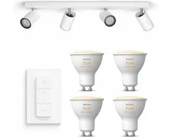 Philips Hue Kosipo Opbouwspot (Wit) - Warm tot Koelwit Licht - Incl. Hue Dimmer Switch - Plafondspot met 4 Lichtpunten - GU10 - Hue White Ambiance