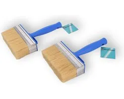 Set van 2 Stuks Schilderkwastenset van Plastic - Blokkwast 14 cm & Platte Verfkwast 40x140mm - Geschikt voor Water- en Olie-gebaseerde Verf