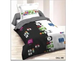 Housse de couette 1 personne coton Call Me 140x200 avec 1 taie d'oreiller 65x65