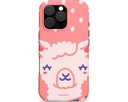 Casetastic hoesje geschikt voor Apple iPhone 16 Pro - MagSafe - Dubbellaagse bescherming - Lama beat - Fashion Case - Koraal Wit