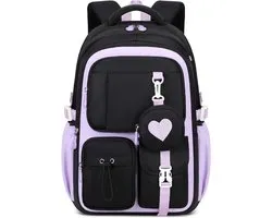 Schooltas voor meisjes - Waterdichte rugzak voor meisjes - School rugtas - lichtgewicht schooltas - Rugzakken met grote capaciteit voor Meisjes en Jongens - ademende en comfortabele schoolrugzak - Oxford-stof - paars