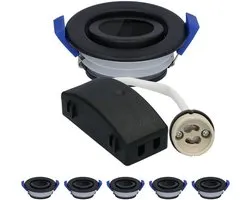6er HOFTRONIC Peru - GU10 Inbouwspots - Badkamer & Buiten - Kantelbare LED Spot - IP65 Waterdicht - Inbouwarmaturen mat zwart - Inbouwspots voor LED, Halogeen en Smart - Quick connector
