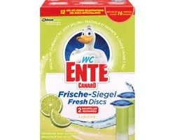 WC-Eend / WC-Ente / WC Canard / Toilettes Duck Fresh Disc Lemon, pack de recharge - 2 recharges avec 12 cubes de gel