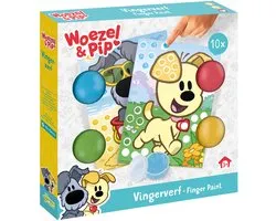 Woezel & Pip Vingerverf set - 4 kleuren verf en 10 kaarten - Peuter en kleuter speelgoed - Knutselen - Voor meisjes en jongens - Vanaf 2 jaar - Speelgoed kinderen - Bambolino Toys