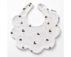 Studio BooBoo - Bavoir Bandana - Forme de Fleur - Hydrophile/Éponge - Imprimé Bateaux - À partir de 6 Mois