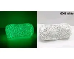 Glow in the Dark Wol Wit - Wool - Glow Wol - Blacklight - Lichtgevend - Garen - 53 meter lang - 2mm - Breien - Haken - Knutselen