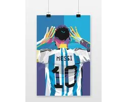 Voetbal Poster - Messi - Lionel Messi - Argentina - Paris Saint Germain - Leo - Abstract Portret - WK Voetbal - Wanddecoratie - posters - formaat 30x40cm - 298