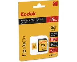 KODAK Micro SDXC 16GB Premium – Carte mémoire rapide et fiable, compatible smartphones, caméras, tablettes, idéale pour stocker photos, vidéos et fichiers avec performance et sécurité garanties