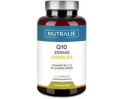 Nutralie Co-enzym Q10 Complex - 120 Capsules - Energie & Antioxidanten Supplementen - Mannen en Vrouwen - 200mg Q10 met Vitamine C, E, B2 & Zwarte Peper