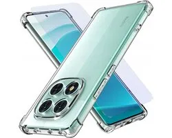 Coque Casemania et Glas Convient pour Xiaomi Redmi Note 15 Pro+ 5G - Transparent - Coque Arrière Anti-Choc - Protection Supplémentaire Contre les Chutes et les Impacts + 1x Protecteur d'Écran en Verre Trempé